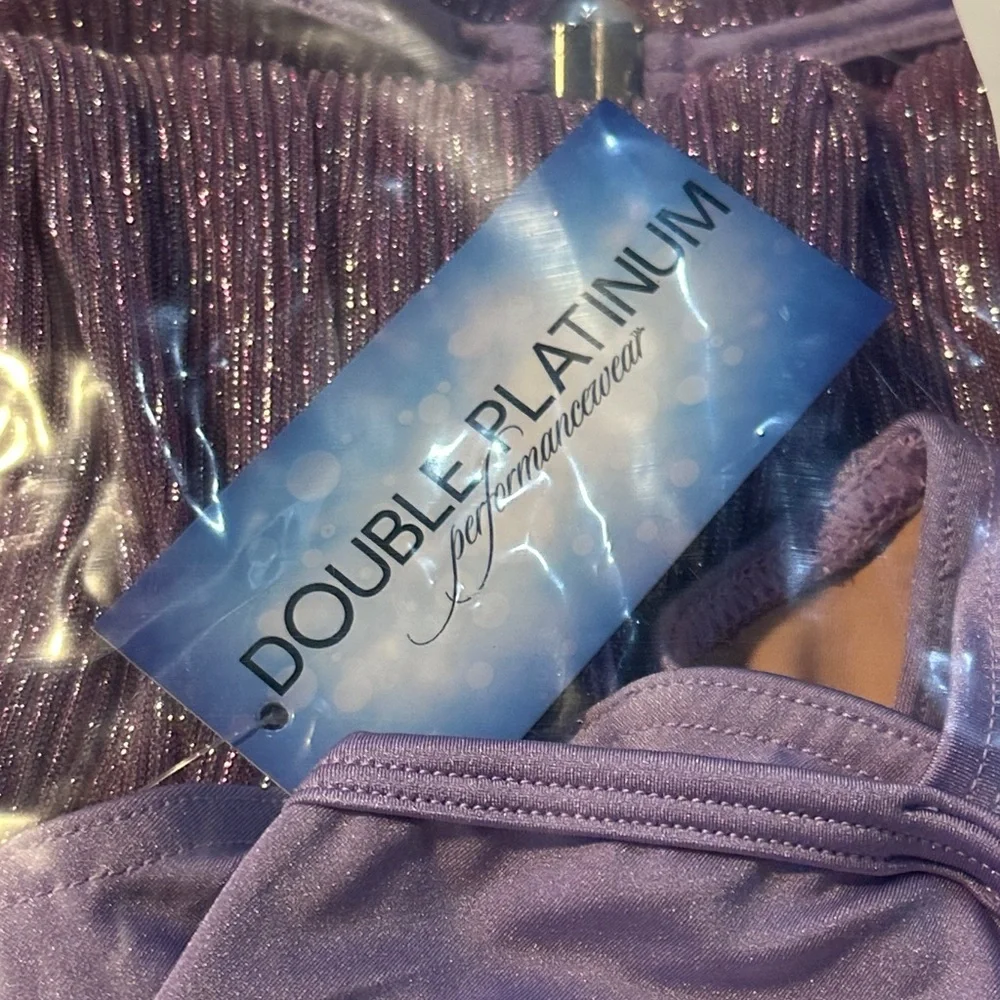 CM Double platinum 2‎ piece Lilac Shimmer Mesh Lyrical Dance Costume Long Sleeve